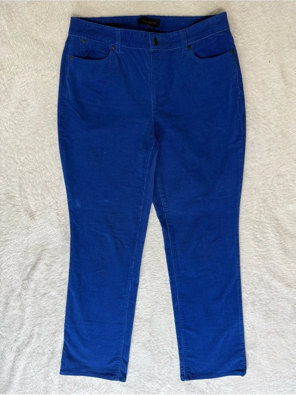 Talbots Curvy Fit Stretch Corduroy Straight Leg Pants Royal Blue 10